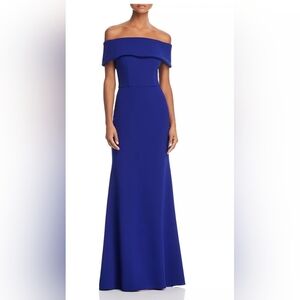 Aqua Dress Women's 12 Royal Blue Off The Shoulder Crepe Scuba Gown Prom Evening